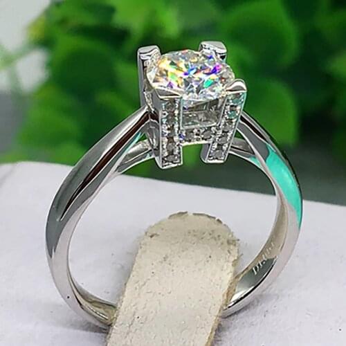 18K Au750 Gold Ring Wedding Party Engagement Ring 1 2 3 4 5 Carat Round DVVS Moissanite Diamond Ring W Crown Trendy