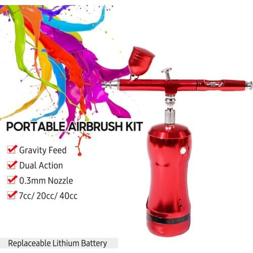 Spray Gun Airbrush with Compressor Kit Dual-action Air Brush 0.3mm 7cc/20cc/40cc Gravity Feed Rechargeable Mini Airbrush paint