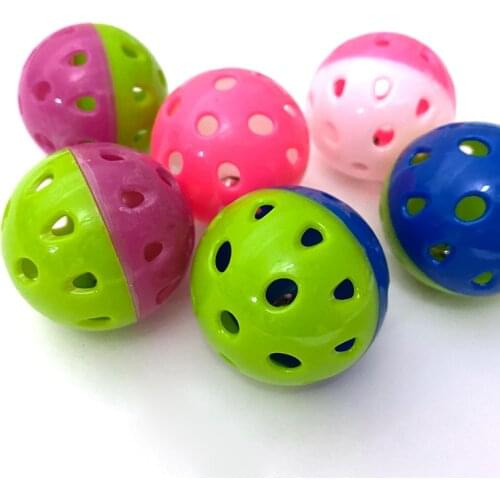 Colourful 5Pcs/Set 4.3cm Plastic Pet Cat Kitten Play Balls With Jingle Bell Pounce Chase Rattle Toy For Dog Cat pet