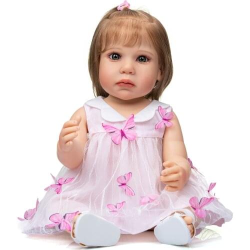 22 inch reborn toddler girl doll full body soft silicone 0-3M real baby size bebe doll reborn Bath toy Anatomically Correct