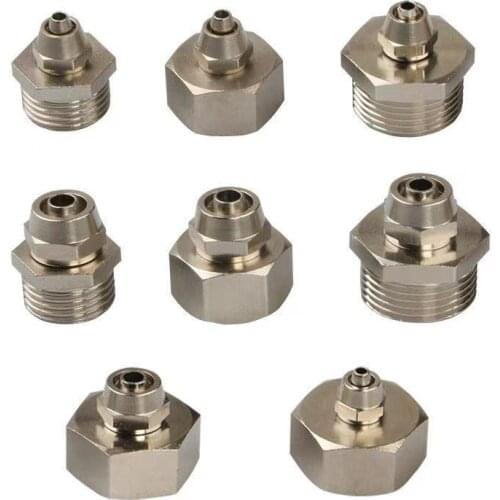 HEMAN Brass thread 1/2" To 1/4" Hose Connector With Lock Nut 1/4'' 3/8'' Hose PE Tube Garden Water Tap Connector Fittings 2pcs