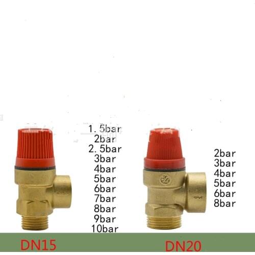 Brass valve 1/2" DN15 3/4" DN20 3-10 bar safety valve relief valve for solar water heater