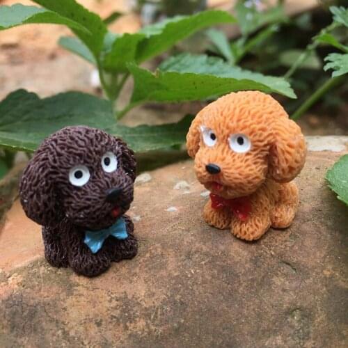 Small Pasture Statue Figurine Micro Puppy Teddy Crafts Ornament Miniatures Small Fresh Garden Bonsai DIY Home Garden Decor