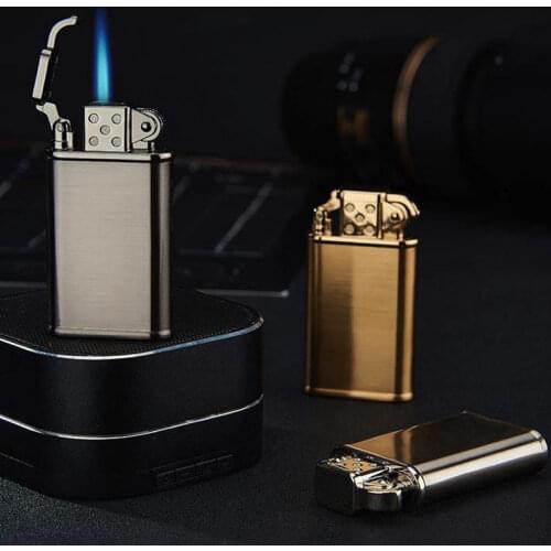 Metal Lighters Windproof Butane Gas Lighter Blue Flame Spray Gun Cigar Butane Lighters Retro Creative Mens Cigarette Lighter