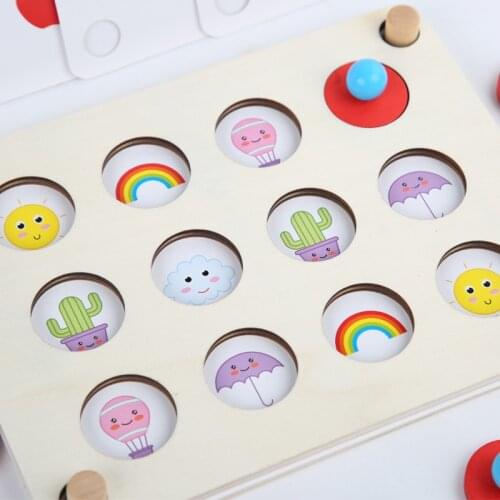 Montessori Memory Chess Game 3D Wooden Puzzle Board Logic Toy Interaction Early Learning Educational Toys for Children Kids