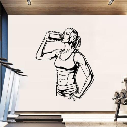 Cartoon Gym Girl Art Sticker Waterproof Wall Stickers Living Room Bedroom Vinyl Art Decal