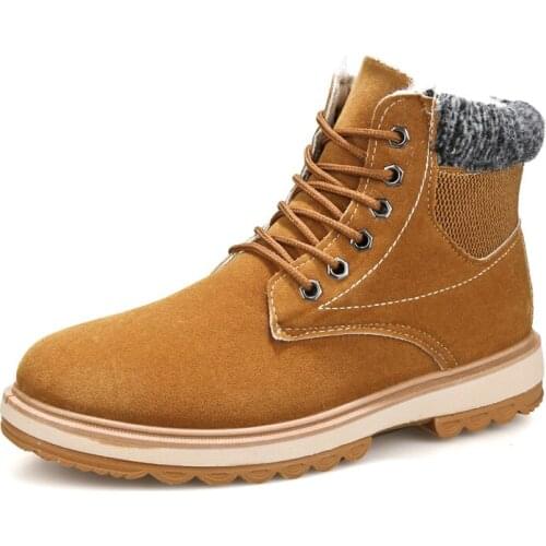 New Fashion Mens Boots Warm Plush Snow Boots Male Motorcycle Ankle Boots Outdoor Winter Outdoor Comfort Men Shoes Footwear