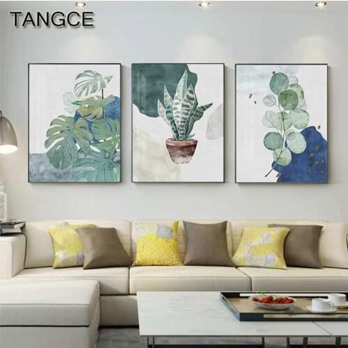 Nordic Round Leaf Plant Canvas Wall Posters Modern Paintings Fashion Prints Wall Art Pictures for Living Room Flower Shop Decor