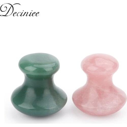 Natural Rose Quartz Green Aventurine Mushroom-Shape Gua Sha Guasha Scraping Massage Tool Sets Board for Spa Relaxing Meditation