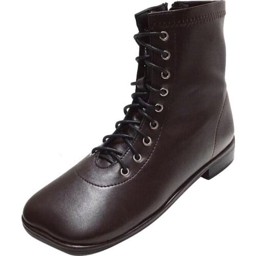 2020 New British Retro Martin Boots with Front Lace Fashion Thick Heel Short Boots Square Head Leather Womens Shoes Q10-92