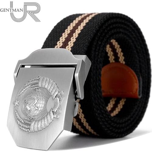 New Men & Women High Quality Belt 3D Soviet National Emblem Canvas Military Belt Soviet Memory CCCP Luxury Jeans Tactical Belt