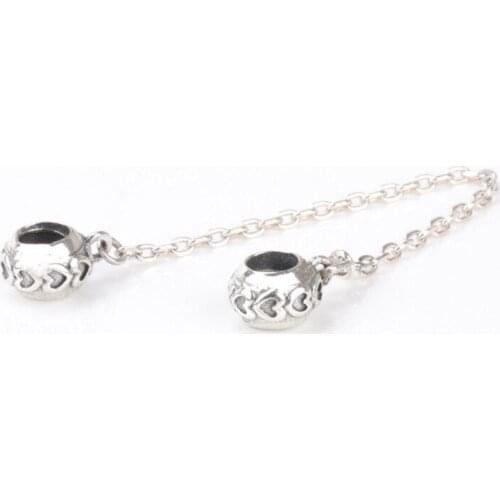 New Original 925 Sterling Silver Beads Love Connection Safety Chain Charm Fit Pandora Bracelets Women DIY Jewelry Dropshipping