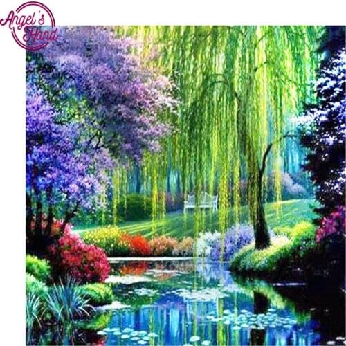 Full,Diamond Embroidery Spring willow 5D,Diamond Painting,Cross Stitch,3D,Diamond Mosaic,Needlework,Crafts,Christmas,Gift