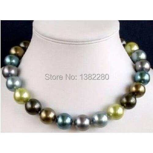 Popular Sale On Fashi Whole! 12mm Multicolor South Sea Shell Pearl Necklace JT5882