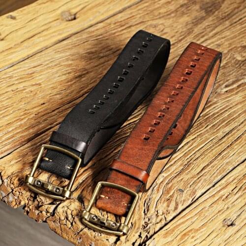 New Men Hollow-out Summer Belt First Layer Cowhide Denim Mens Belt Jeans Copper Buckle Genuine Leather Japanese Buckle Belt