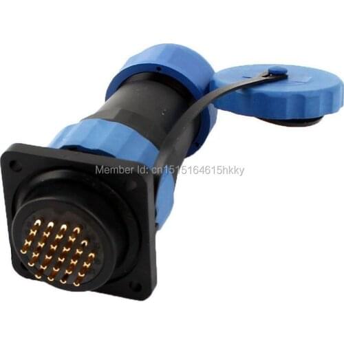 SD28 28mm 24 Pin 24P Square Flange Waterproof Aviation Connector Straight IP68