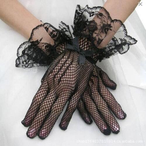 Sexy Women Evening Party Prom Driving Costume Print Lace Gloves Pretty Mesh Bride Gloves