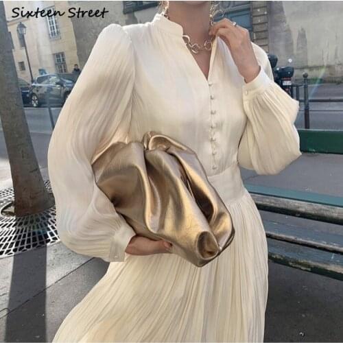 Chic Printed Vintage Long Dress Woman Lantern Sleeve Elegant Evening Party Dresses Woman Clothing Autumn Korean Flora Dress