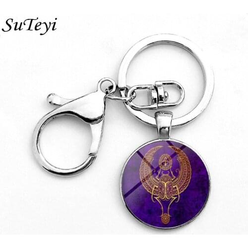 Suteyi High Quality Egyptian Scarab Beetle Hook Keychain With Charms Handbag Bag Key Chain Holder Keyring Party Gift