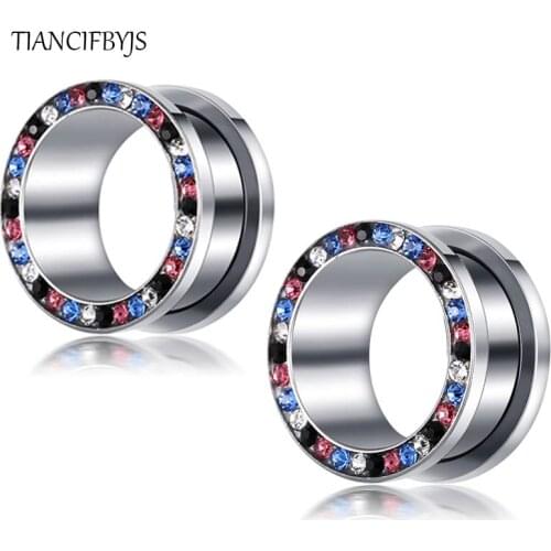 TIANCIFBYJS Wholesales 5-20m Steel Screwed Ear Tunnels Piercing Expander Stretching Plug Gauge Kit Body Jewelry for men Piercing