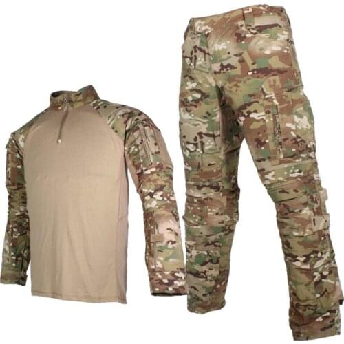 Military Tactical Uniforms Frog Combat Shirts +Training Pants With Knee Pads Army Outdoor Hiking Airsoft Hunting Suits