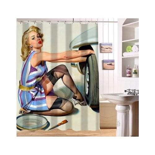 YY612f81 New Custom Pin Up Girls F4 Art Paintings Modern Shower Curtain bathroom Waterproof lJ-w$81