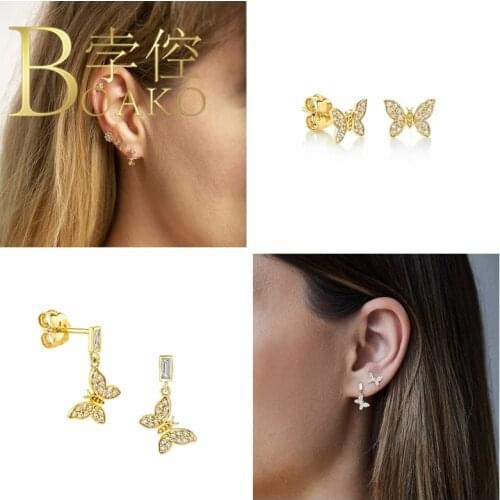 BOAKO Mini Zircon Stud Earrings 925 Sterling Silver Earrings For Women 2020 Pendientes Brincos Arete Fine Jewelry For Girls Gift