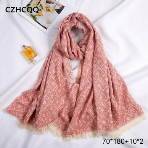 Winter 100% Wool Scarf Women Viscose Hijab Stole Foulard Femme Long Pashmina Cashmere Shawl Cotton Women Scarf 2019