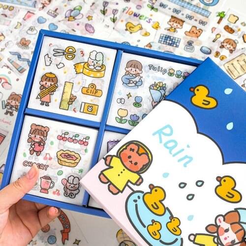 100pcs/Box Various Cute Stickers Kawaii Cartoon Stickers Planner Journal Diary Scrapbooking Decoration Paper Stickers Stationery