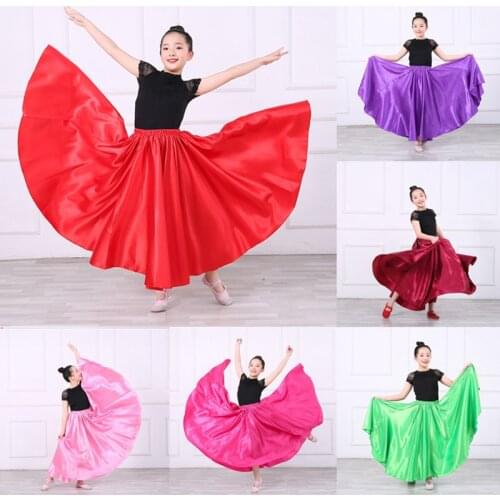 2019 Flamengo Spain Dance Costume Kids Flamenco Dress For Girl Gypsy Belly Spain Bullfighting Skirts 360/540/720 Degree SL1446
