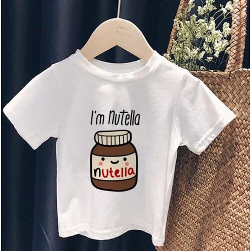 2020 Children Clothes Unisex Cute Chocolate Sauce Nutella Printed Girls Tops Casual Boy T Shirt Baby Girl Tshirt Fashion
