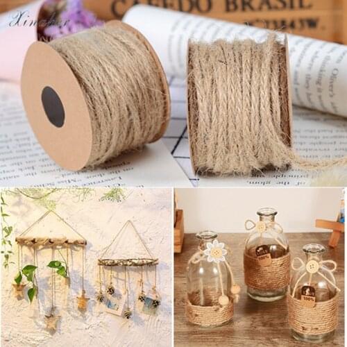 3mm 5M Natural Burlap Hessian Jute Twine Cord Hemp Rope For Christmas Wedding Decoration Packing Supplies