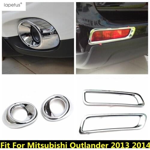 Lapetus Accessories For Mitsubishi Outlander 2013 2014 Front Foglight + Rear Fog Lamp Lights Ring Molding Cover Kit Trim / ABS
