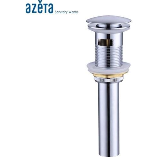 Azeta Bathroom Accessories Basin Sink Chrome Push Button Pop Up Waste Drainer With Overflow Hole Or Without Overflow Hole MK1177