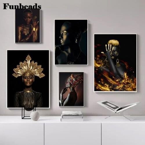 5D DIY Black White Gold Human Body Diamond Painting Modern Woman Ornamental Embroidery Mosaic Art Home Decor Living Room FF5555