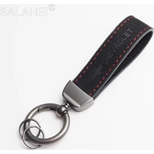 Car Keychain Suede Leather Key Ring Chain For Chevrolet Corvette Cruze Malibu Camaro Colorado Silverado Equinox Auto Accessories