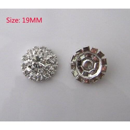 Free Shipping Wholesale 60pcs/lot 19mm Rhinestone Flatback Button For Hair Flower Wedding Invitation YMBT03016