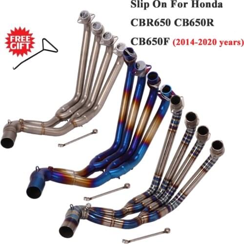 Titanium Alloy Slip On For Honda CBR650 CB650R CB650F CBR650F 2014 - 2020 Motorcycle Exhaust Escape Front Middle Link Pipe 51mm