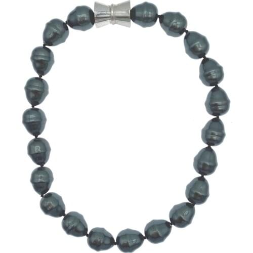 Big Green Baroque Shell Pearl Necklace With Barrel Magnetic Clasp For Women Girls And Gifts 18 Inch