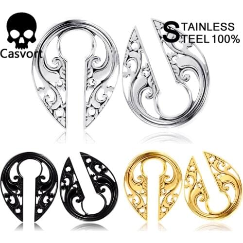 Casvort 2pcs New Arrival Ear Plug Tunnel Fashion Ear Hangers Ear Weights 316L Stainless Steel body Jewelry Piercing Ear Gauges