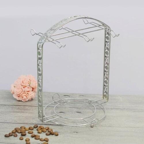 Mug Holder Coffee Rack Coffee Cup Holder Tea Set Stand Dishes Organizer Wrought Iron Mug Drainer Storage Drying Rack Org