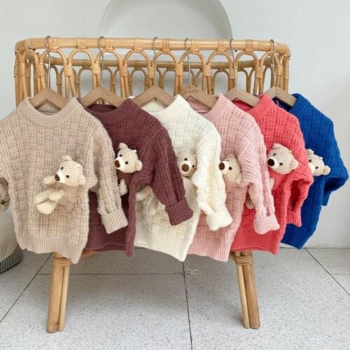 Baby Sweater Autumn And Winter New Cartoons Bear Knit Sweater Baby Pullover Boys Sweaters Toddler Girl Winter Clothes