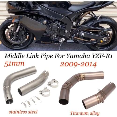 For Yamaha r1 YZF-R1 2009-2014 Escape Modified 51mm interface Titanium Alloy Double tube Motorcycle Exhaust Middle Link Pipe