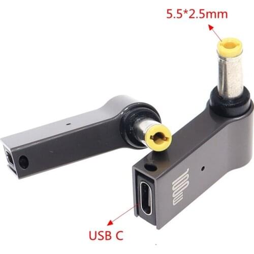 100W USB Type C Female to 5.5x2.5mm Plug Converter Laptop Power Adapter Connector USB C Fast Charging Cable for Laptop Charger