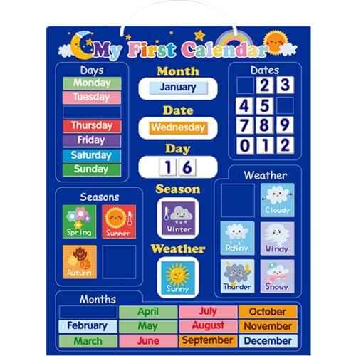 Circle Learning Time Center Pocket Chart Preschool Education Developmental Pocket for Kids Children