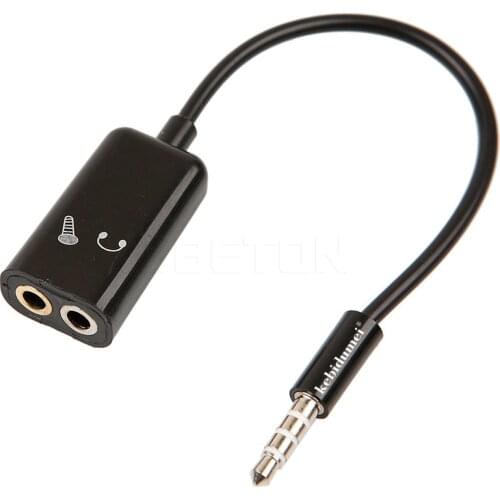 Kebidu 1pc 3.5mm Mini Stereo Splitter Audio Male to Earphone Headset + Microphone Adapter Black High Quality wire connector