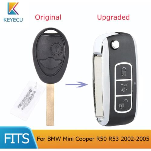 KEYECU Upgraded Flip Remote Car Key Fob 3 Buttons 315MHz / 433MHz ID73 Chip for BMW Mini Copper R50 R53 2002 2003 2004 2005