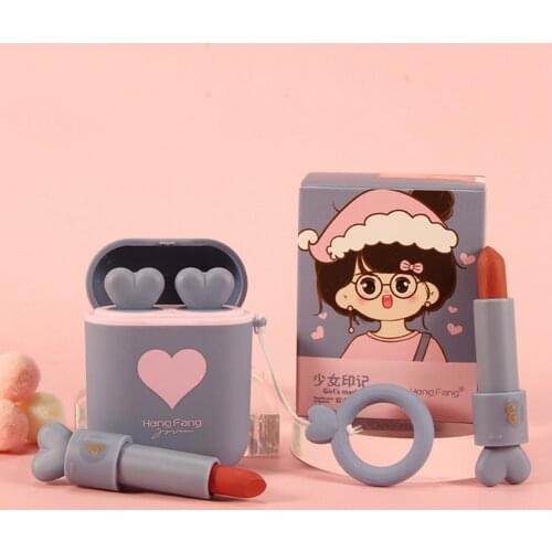 Matte Lipstick Earphone Shell Packaging For Lips Long Lasting Nude Velvet Lightweight Waterproof Moisturize Women Makeup 2Pcs