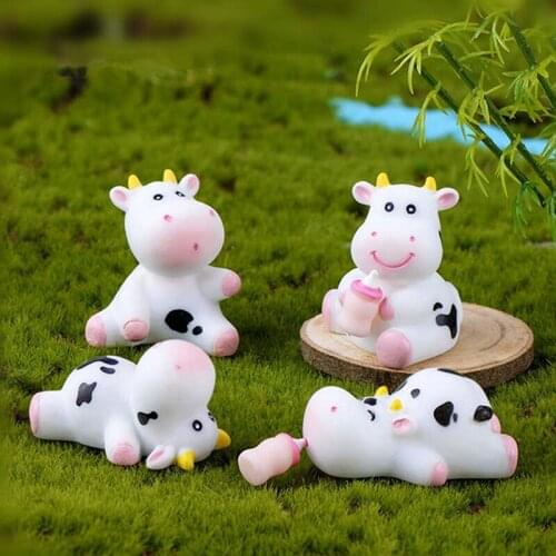 1pc Mini Cow Animals Micro Garden Figurines Ornaments DIY Craft Home Dollhouse Decor Micro Landscape Handicraft