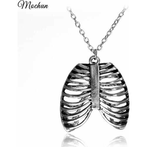 MQCHUN New Fashion Anatomical Human Rib Cage Anatomy Pendants Vintage Necklace For Women Men Factory Direct Wholesale Jewelry